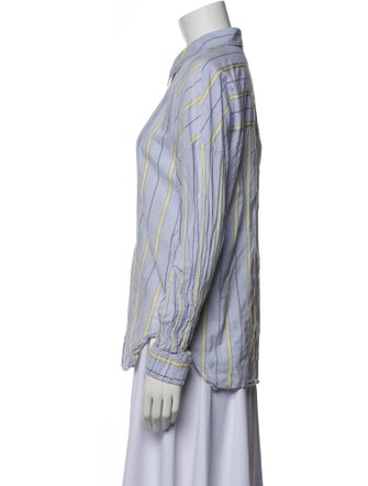 Tibi Striped Long Sleeve Button-Up Top