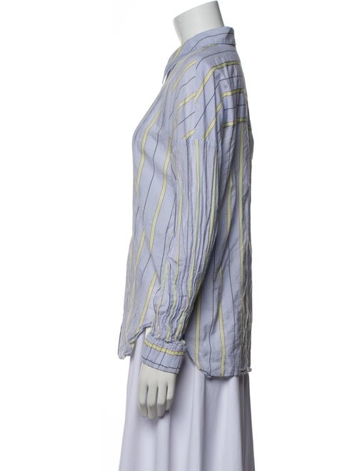 Tibi Striped Long Sleeve Button-Up Top
