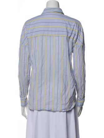 Tibi Striped Long Sleeve Button-Up Top