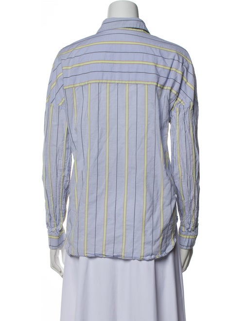 Tibi Striped Long Sleeve Button-Up Top