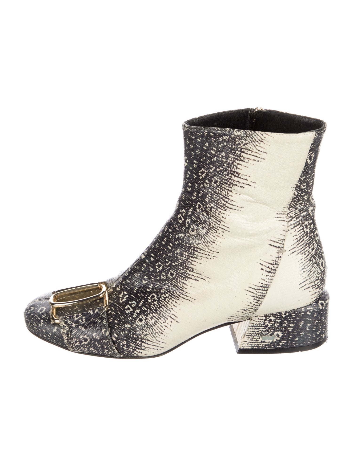 Tibi Leather Animal Print Boots