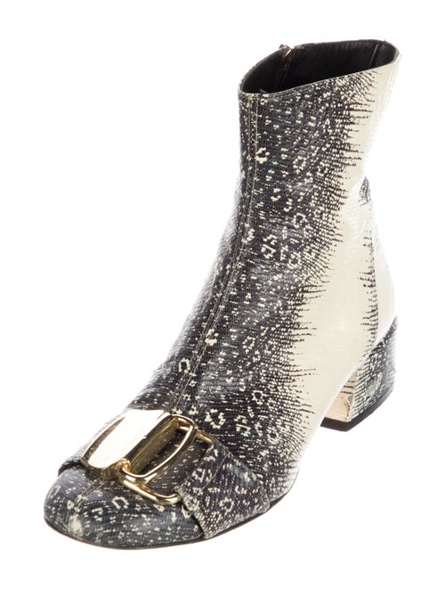 Tibi Leather Animal Print Boots