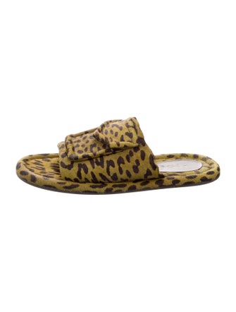 Tibi Ponyhair Animal Print Slides