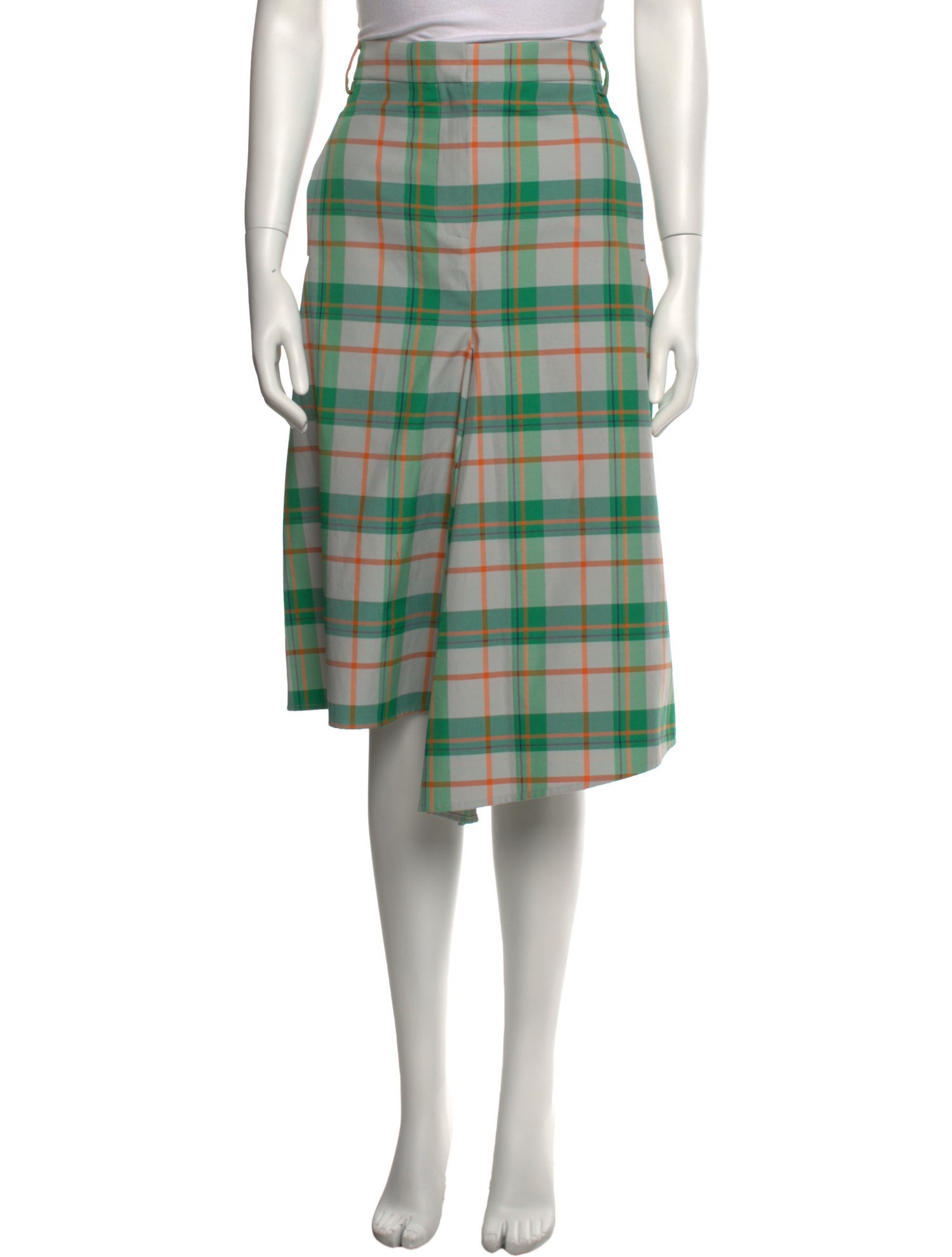 Tibi Plaid Print Knee-Length Skirt