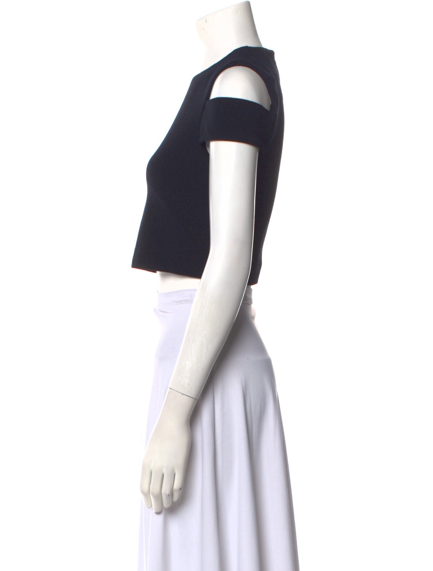 Tibi Crew Neck Short Sleeve Crop Top