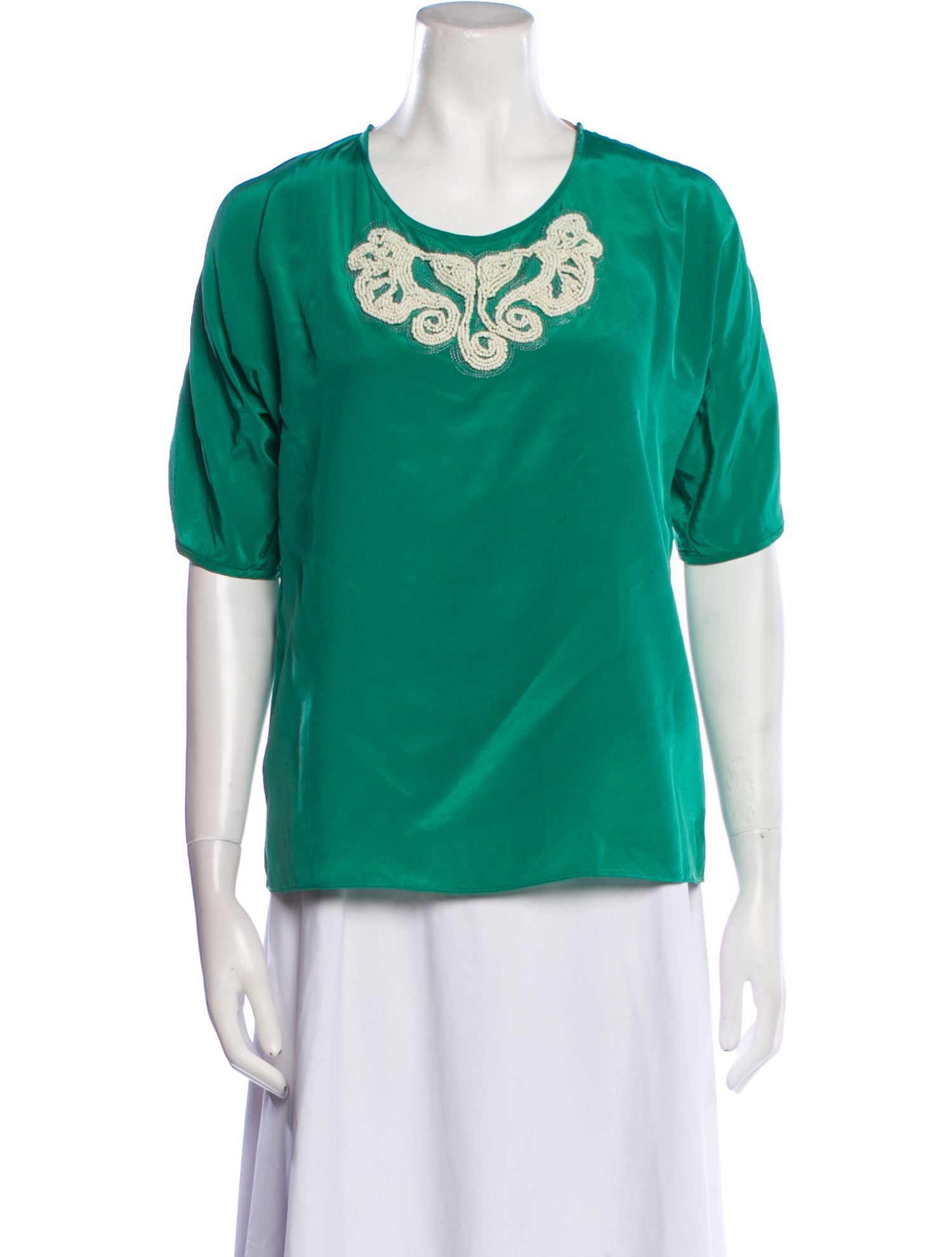 Tibi Silk Scoop Neck T-Shirt