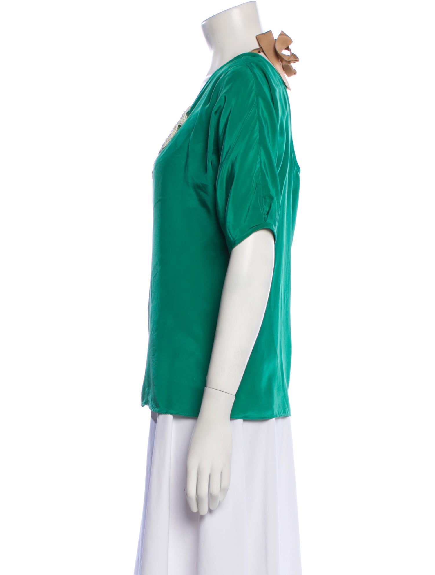 Tibi Silk Scoop Neck T-Shirt