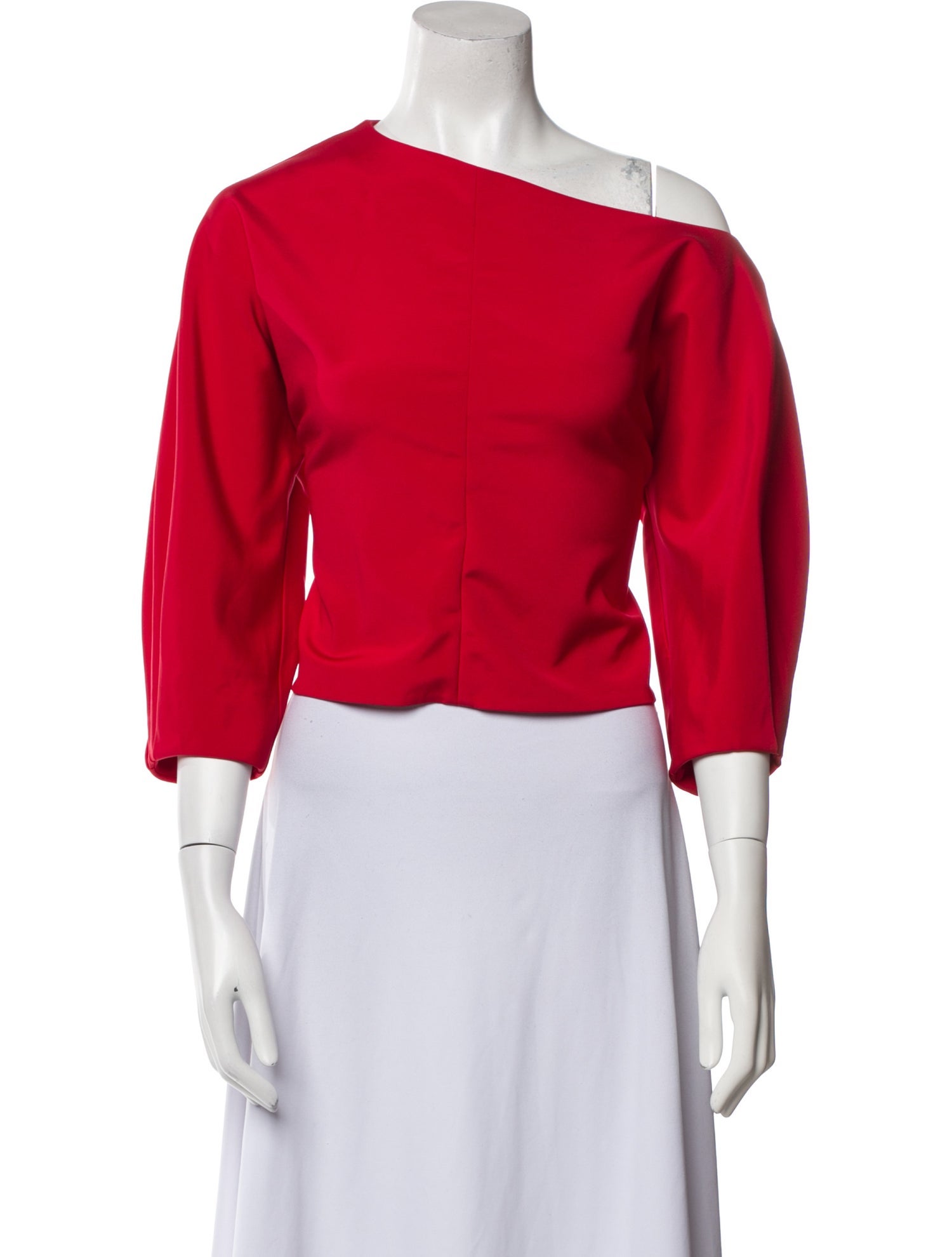 Tibi One-Shoulder Three-Quarter Sleeve Crop Top