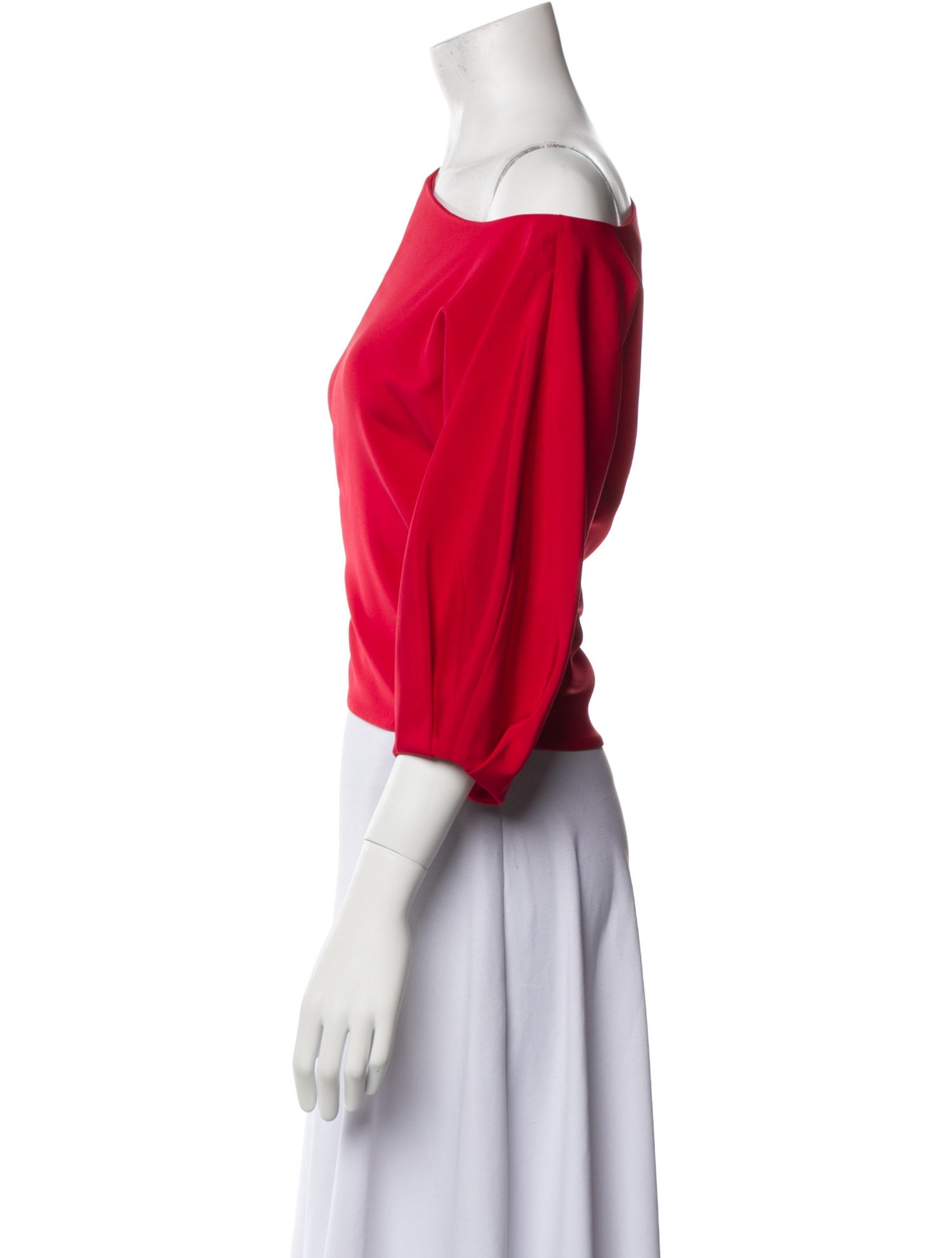 Tibi One-Shoulder Three-Quarter Sleeve Crop Top