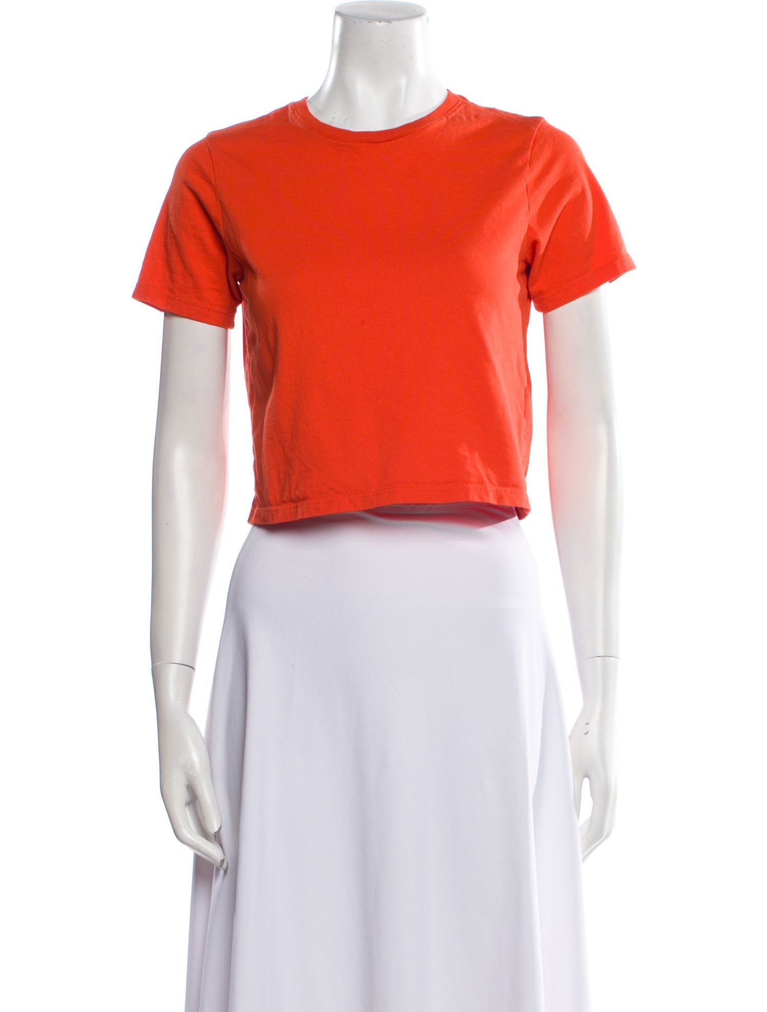 Tibi Crew Neck Short Sleeve Crop Top