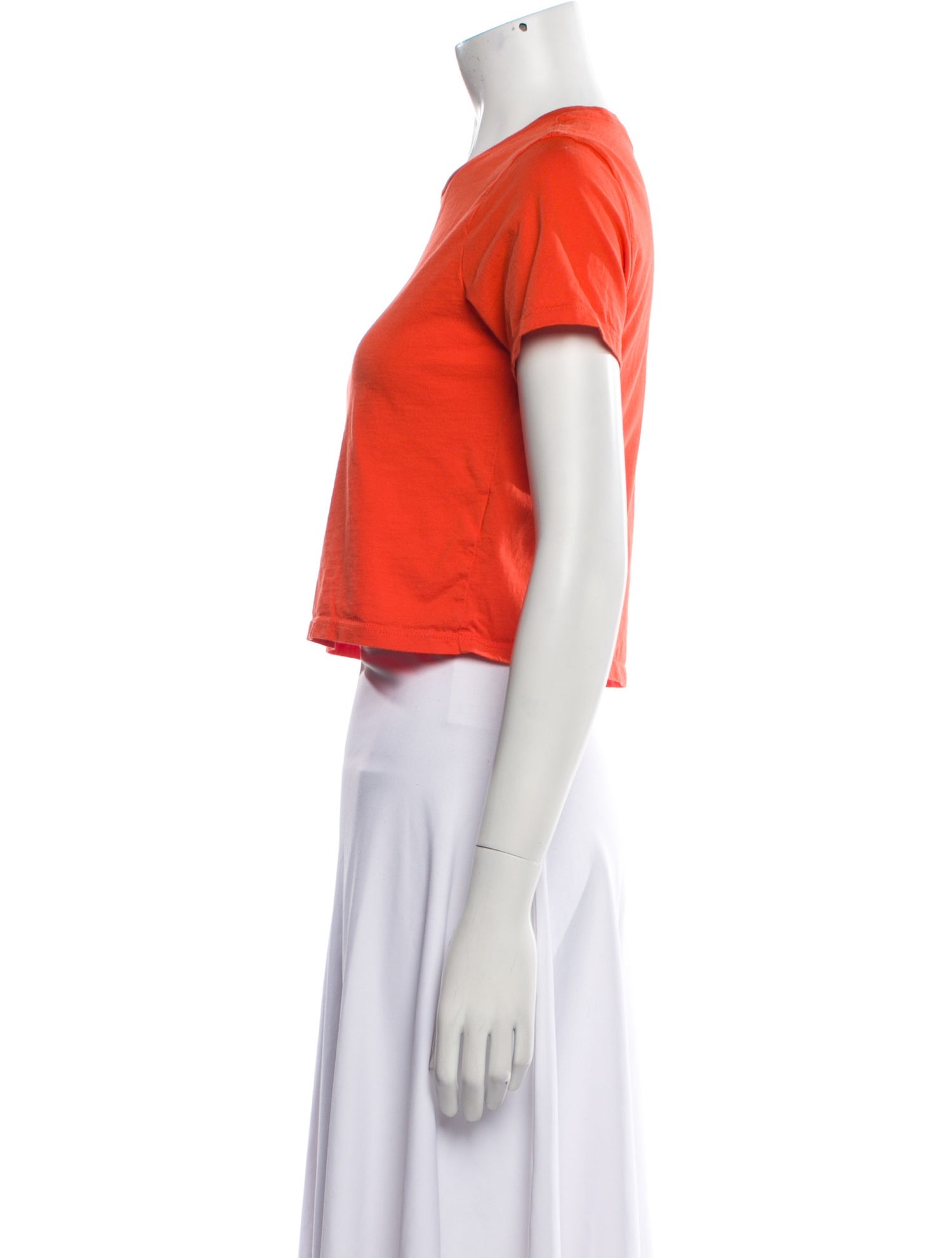 Tibi Crew Neck Short Sleeve Crop Top