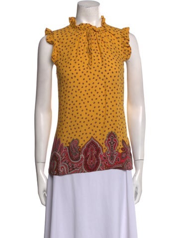 Tibi Tops Silk Printed Blouse S