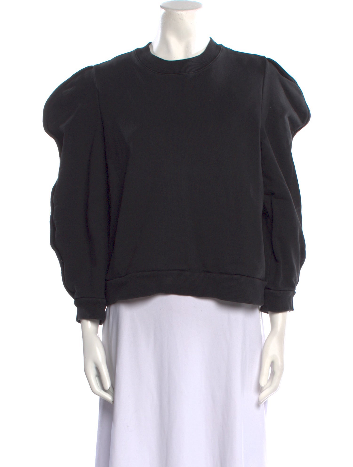 Tibi Crew Neck Three-Quarter Sleeve Sweatshirt