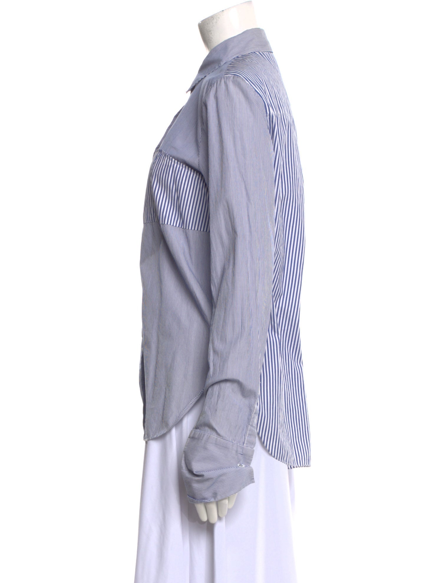 Tibi Striped Long Sleeve Button-Up Top