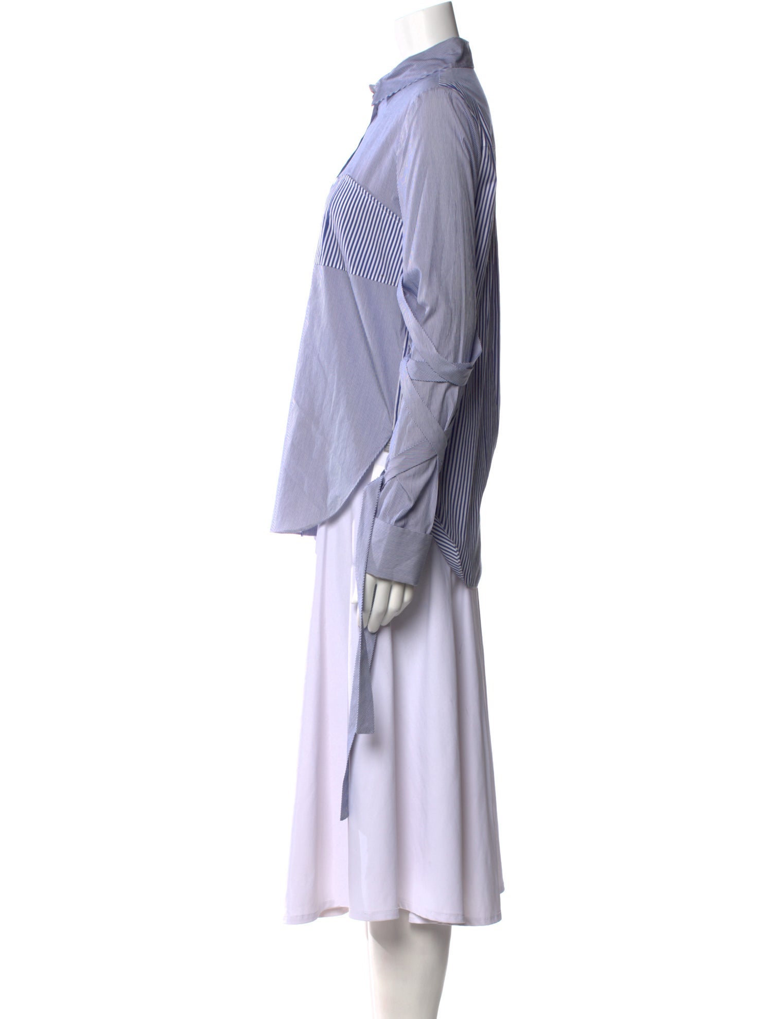 Tibi Striped Long Sleeve Button-Up Top