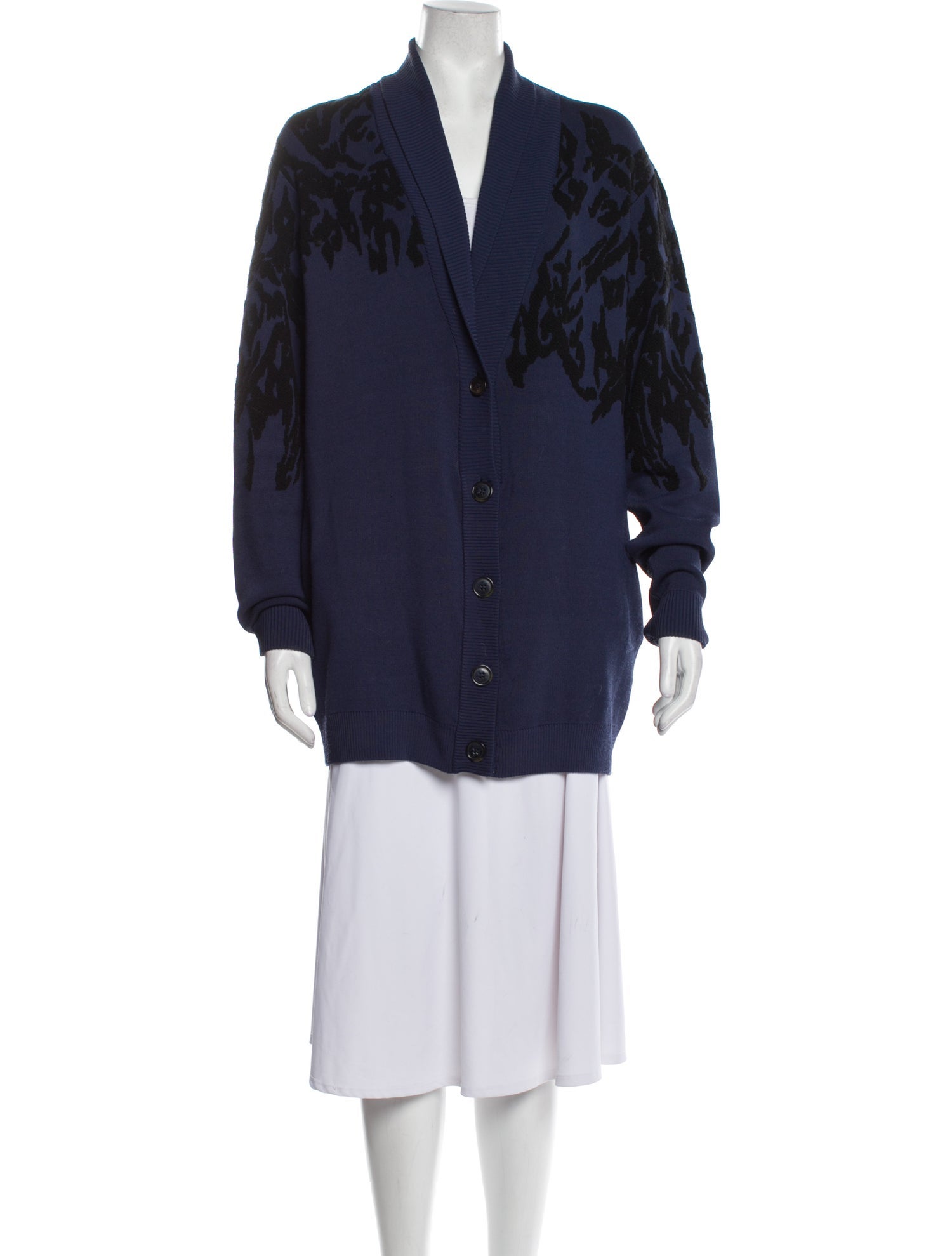 Tibi Printed V-Neck Sweater