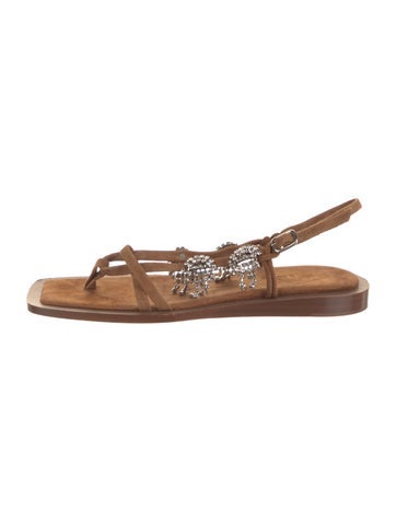 Tibi Sandals Suede Crystal Embellishments Slingback IT 35 | 5