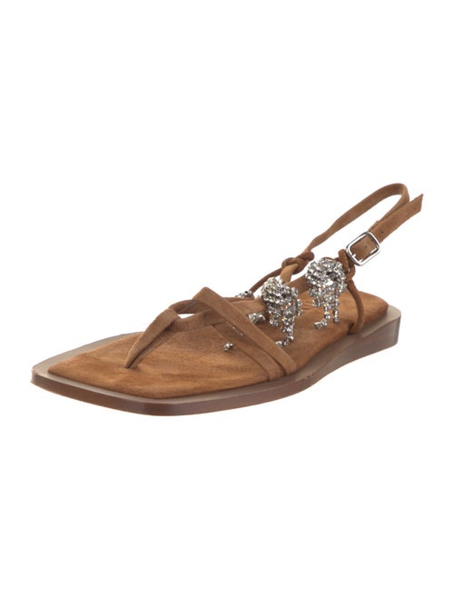 Tibi Suede Crystal Embellishments Slingback Sandals