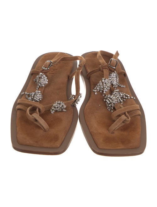 Tibi Suede Crystal Embellishments Slingback Sandals