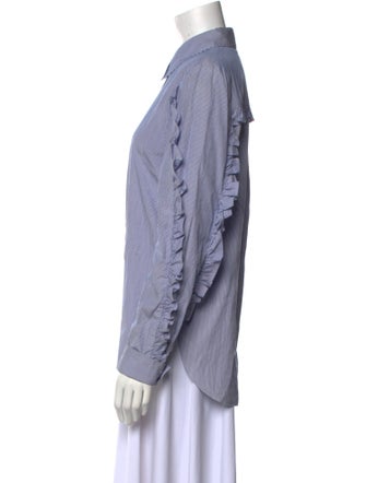 Tibi Striped Long Sleeve Button-Up Top