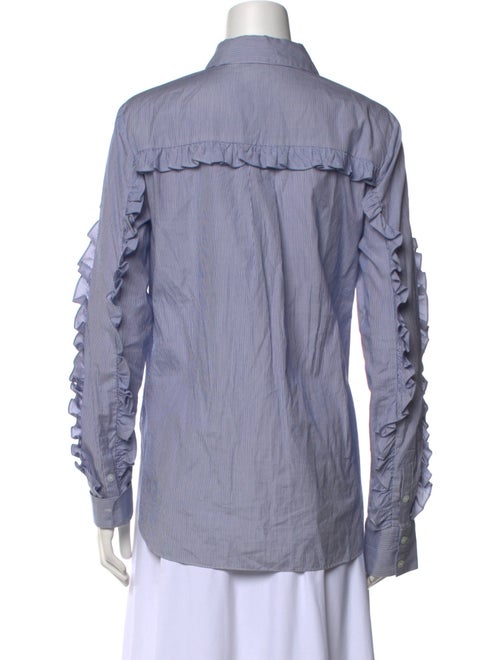 Tibi Striped Long Sleeve Button-Up Top