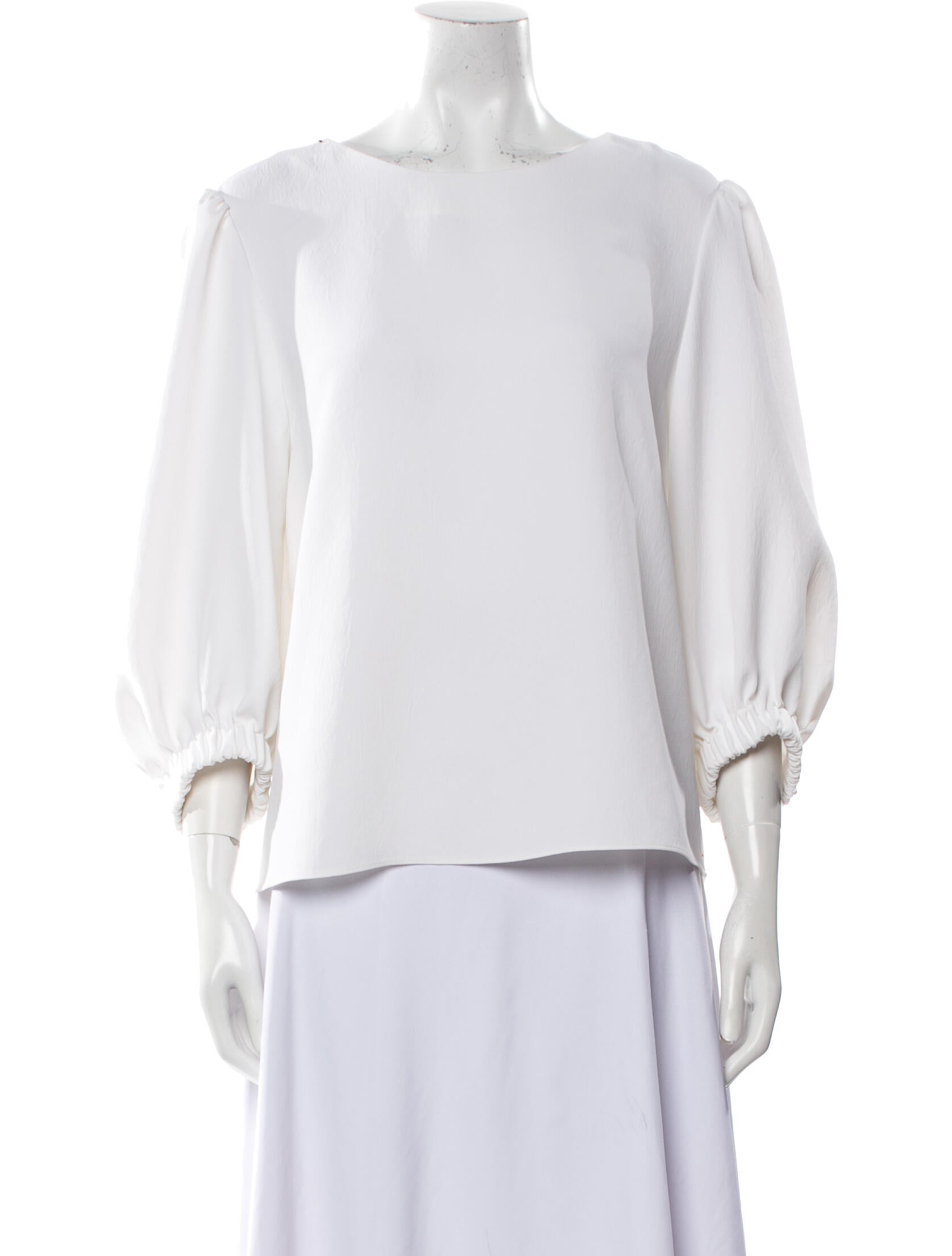 Tibi Bateau Neckline Three-Quarter Sleeve Blouse