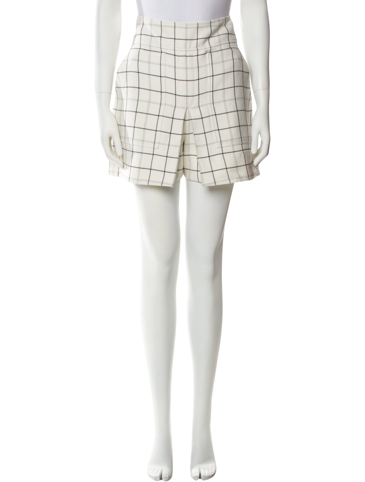 Tibi Plaid Print Mini Shorts