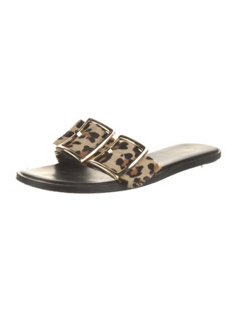 Tibi Ponyhair Animal Print Slides