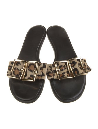 Tibi Ponyhair Animal Print Slides