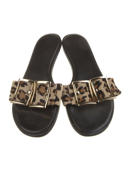 Tibi Ponyhair Animal Print Slides