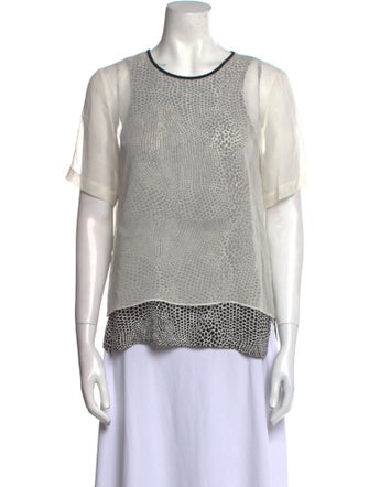 Tibi Silk Crew Neck Blouse