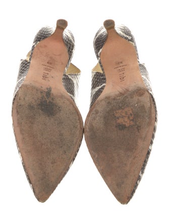 Tibi Snakeskin Animal Print Slingback Pumps