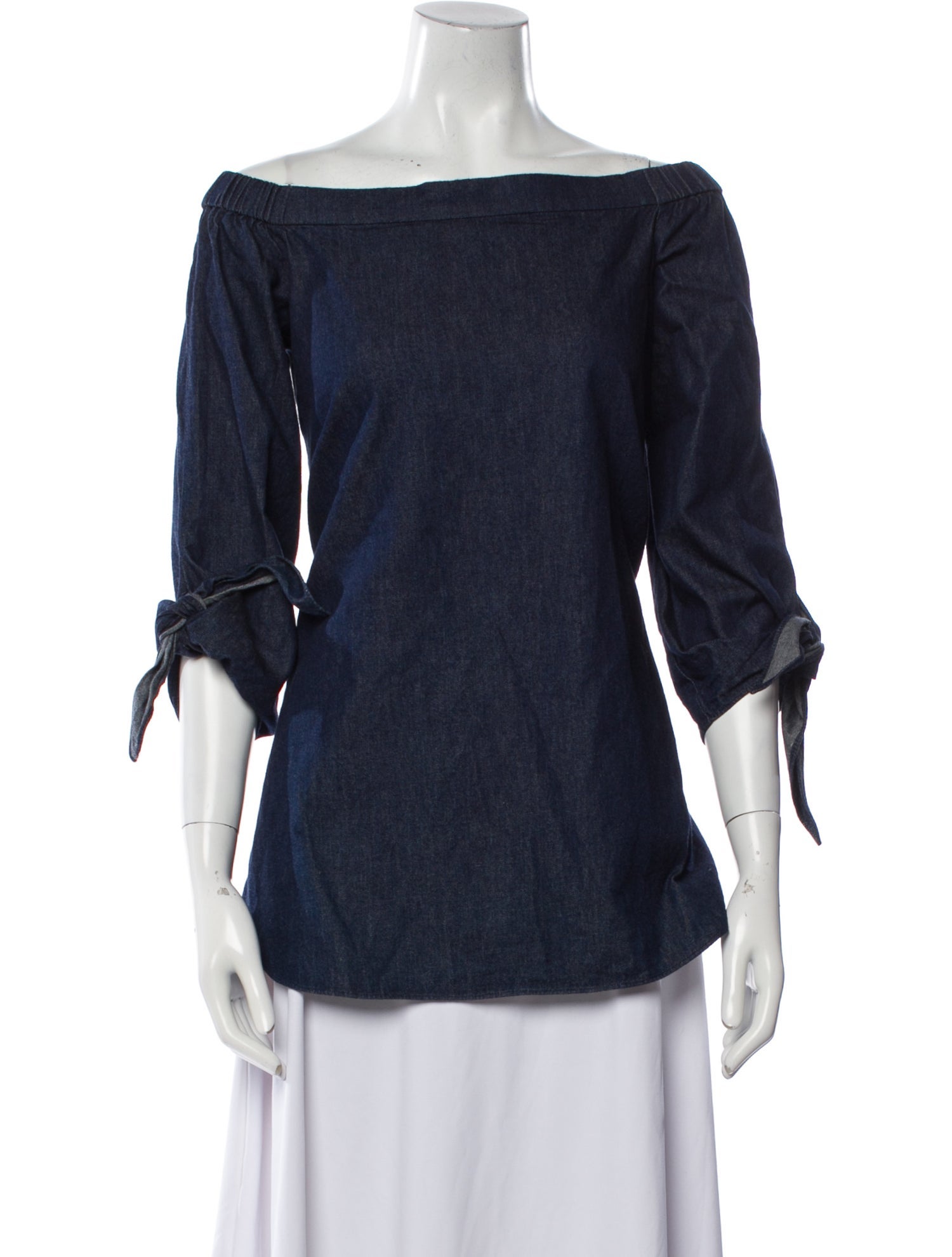 Tibi Bateau Neckline Three-Quarter Sleeve Blouse