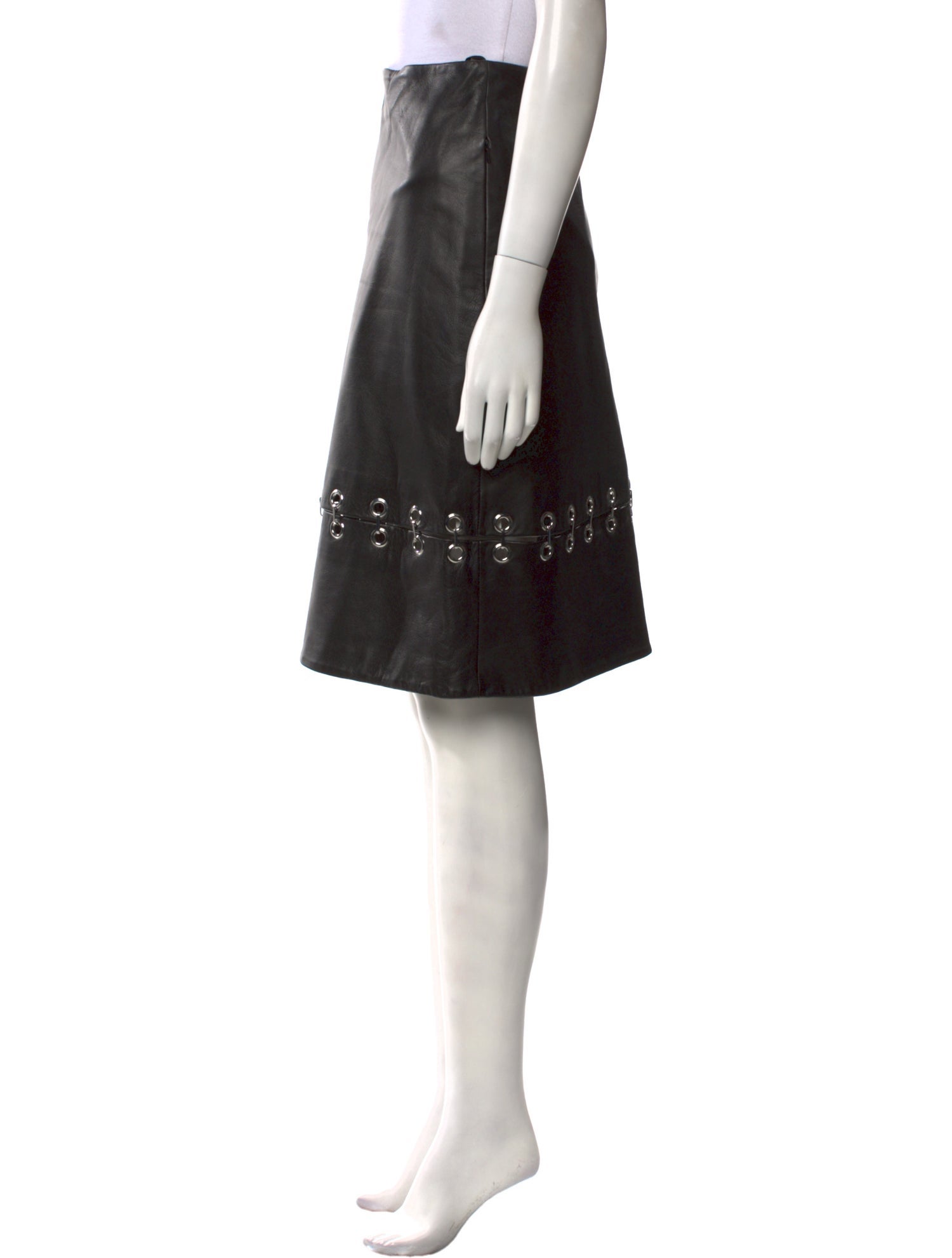 Tibi Leather Knee-Length Skirt