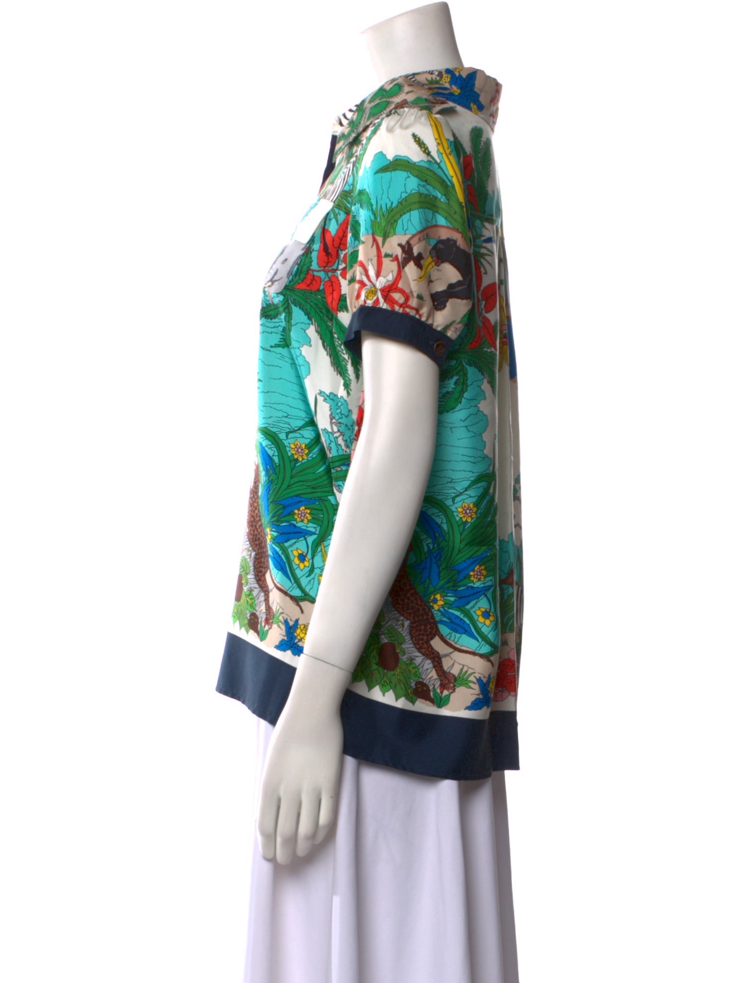 Tibi Silk Printed Button-Up Top