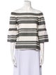 Tibi Striped Off-The-Shoulder Crop Top