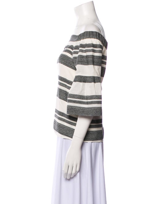 Tibi Striped Off-The-Shoulder Crop Top