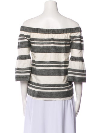 Tibi Striped Off-The-Shoulder Crop Top