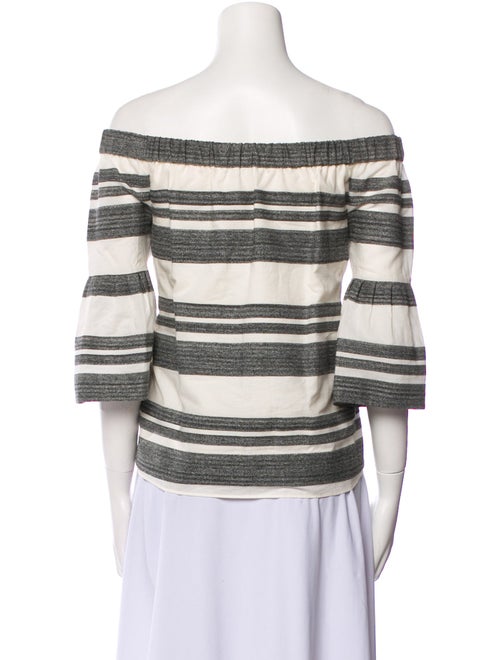 Tibi Striped Off-The-Shoulder Crop Top