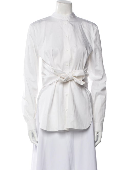 Tibi Mock Neck Long Sleeve Button-Up Top