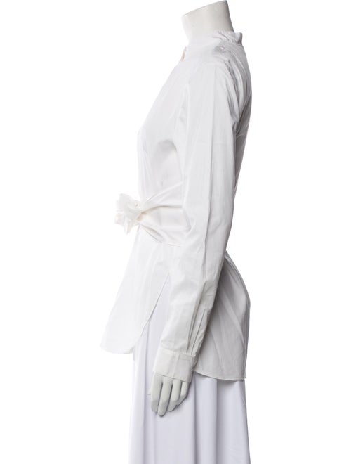 Tibi Mock Neck Long Sleeve Button-Up Top