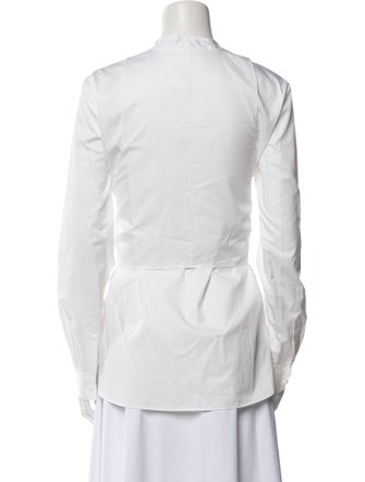 Tibi Mock Neck Long Sleeve Button-Up Top