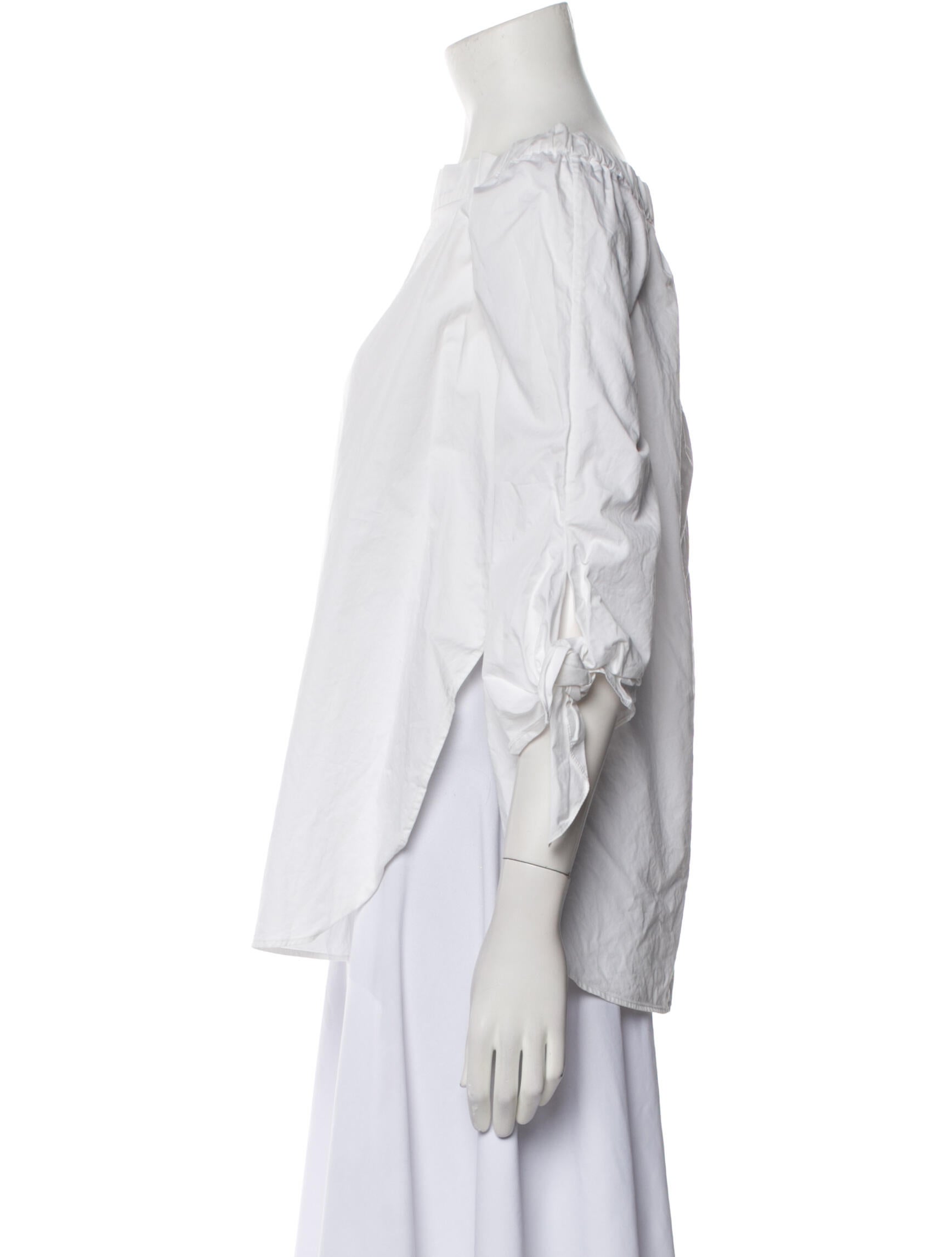 Tibi Bateau Neckline Three-Quarter Sleeve Blouse