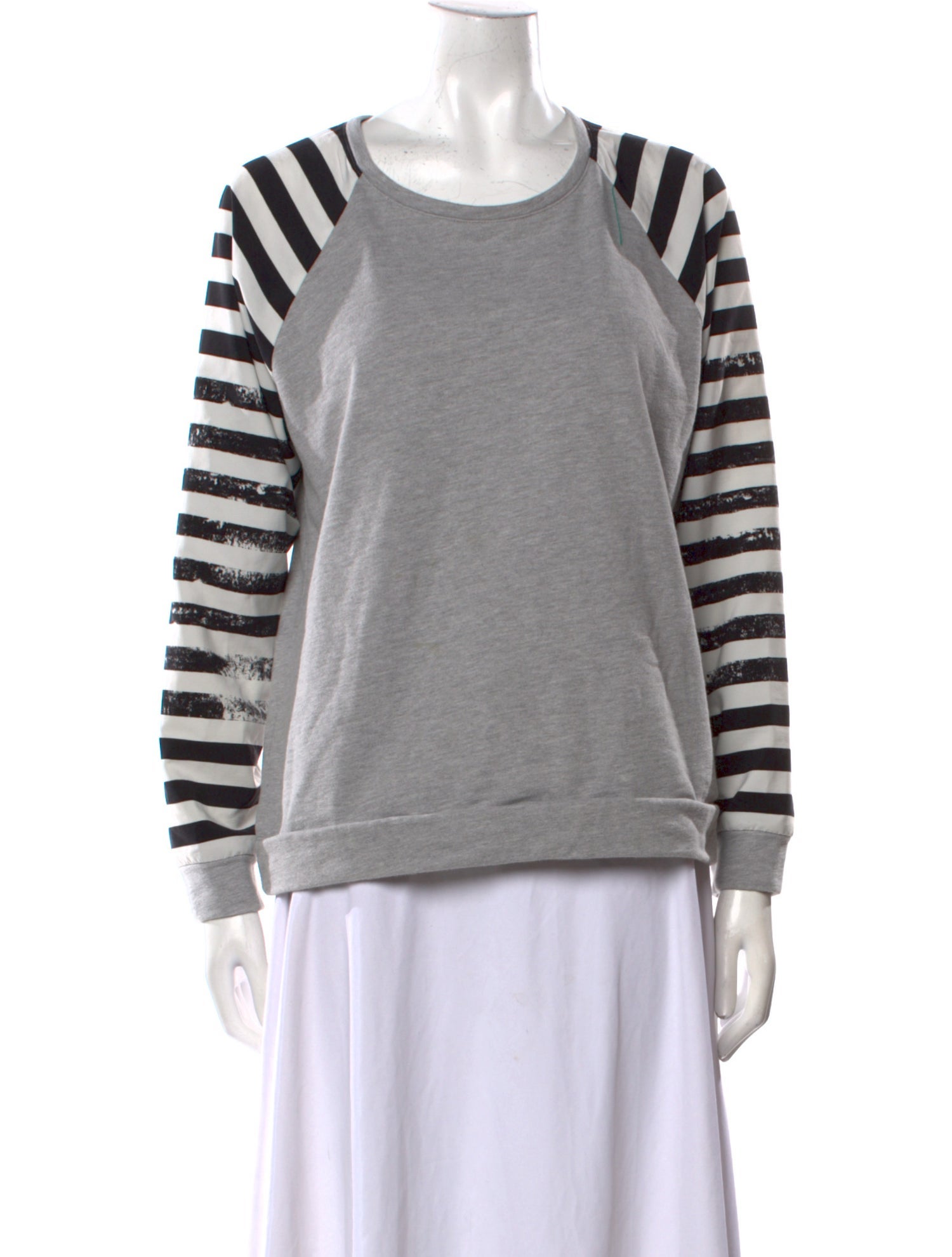 Tibi Striped Scoop Neck Sweatshirt