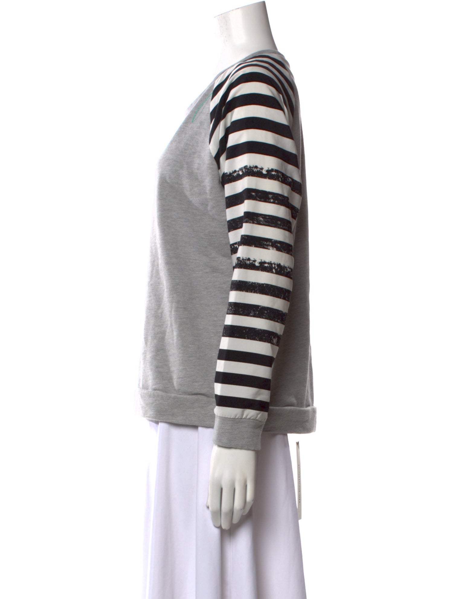 Tibi Striped Scoop Neck Sweatshirt