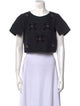 Tibi Crew Neck Short Sleeve Crop Top