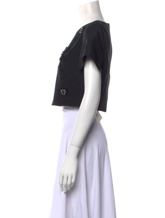 Tibi Crew Neck Short Sleeve Crop Top