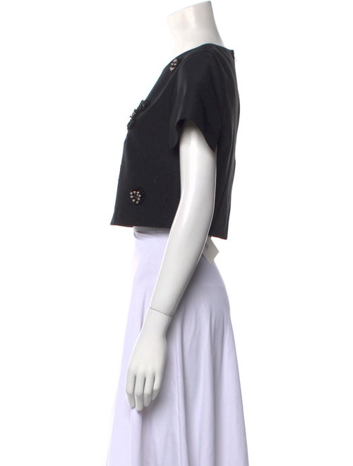 Tibi Crew Neck Short Sleeve Crop Top