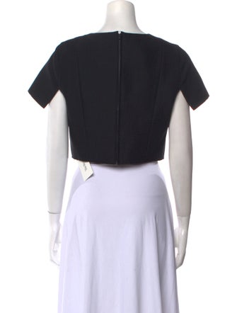 Tibi Crew Neck Short Sleeve Crop Top