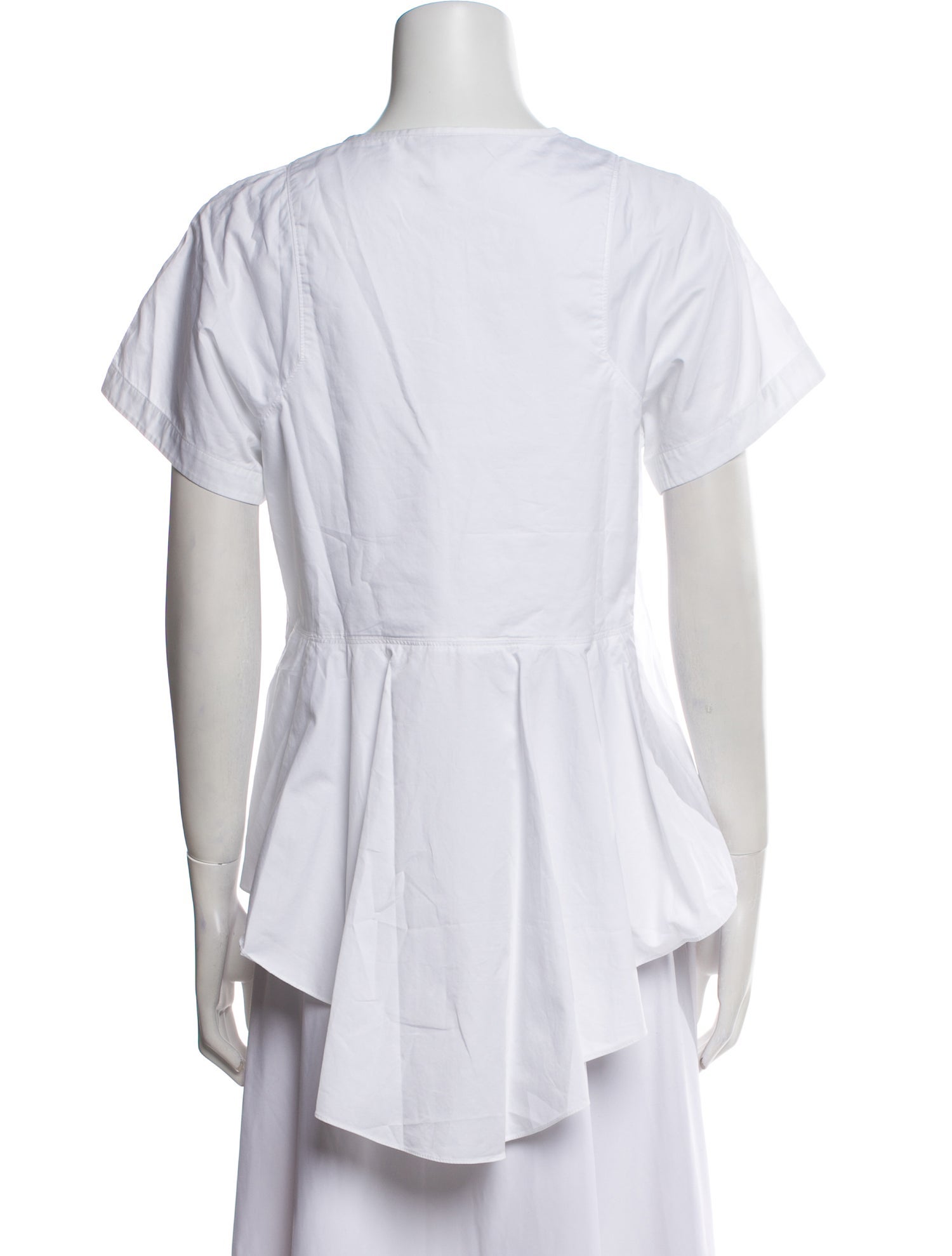 Tibi Crew Neck Short Sleeve Button-Up Top